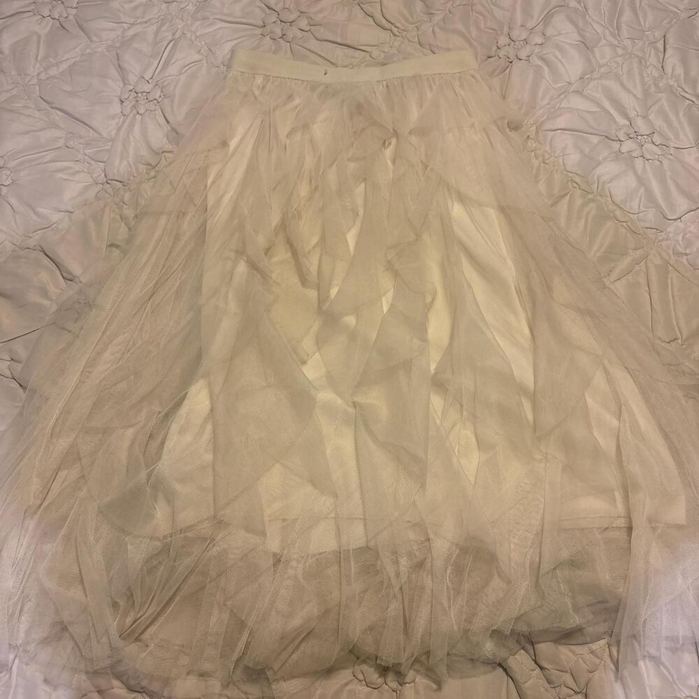 Unbranded Women's Cream Layered Tulle Skirt Size L Fairy Cottagecore